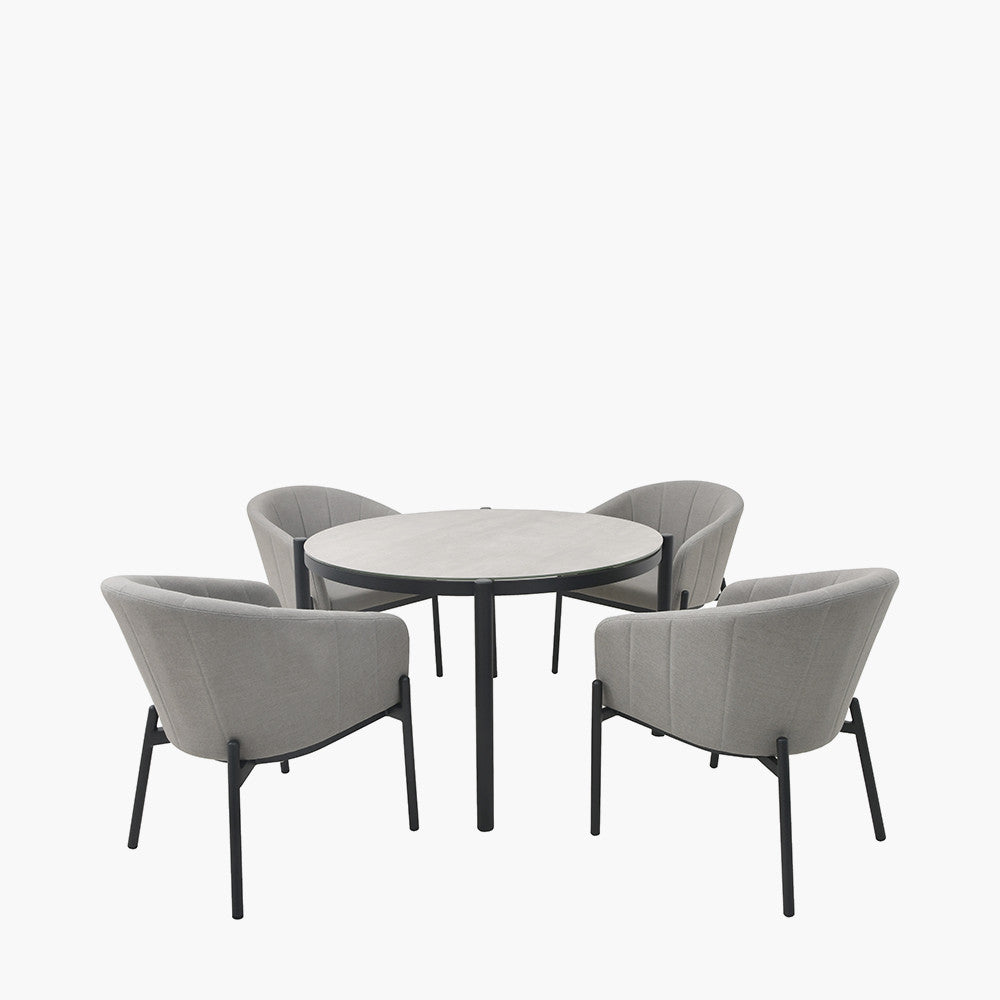 Nevada Putty Outdoor 4 Seater Round Dining Set